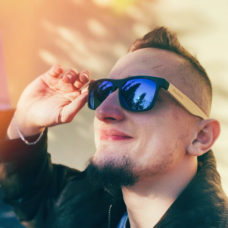 Jungle - Drewniane Okulary Polaryzacyjne - Niebieskie