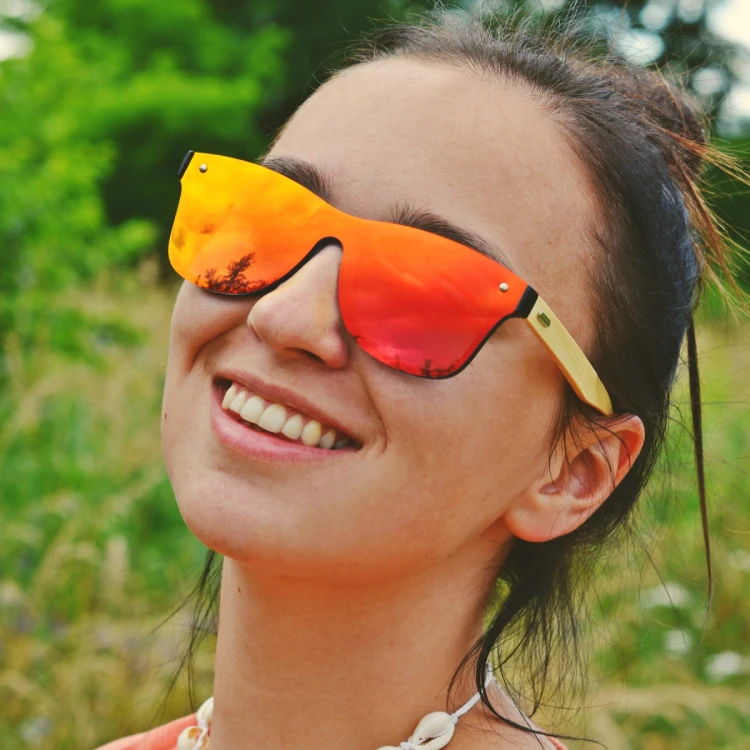 Waterfall - Drewniane Okulary Polaryzacyjne - Pomarańczowe