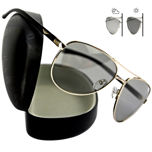 Rich - Okulary Fotochromowe Polaryzacyjne - Srebrne